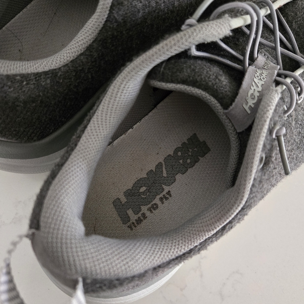 Hoka Hupana Flow Wool Athletic Casual Sneakers Walking Shoes Gray Speed Laces - Picture 4 of 7